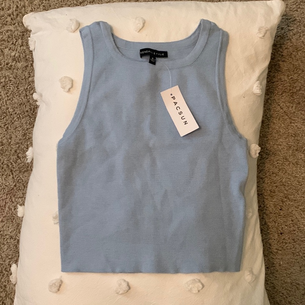 Blue Kendall and Kylie cropped tank top from PacSun!